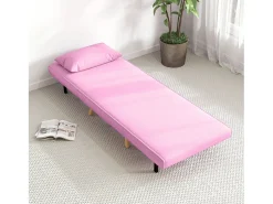Sofá cama Brave Homcom respaldo ajustable 5 posiciones rosa 85x72x75 cm