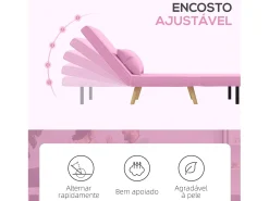 Sofá cama Brave Homcom respaldo ajustable 5 posiciones rosa 85x72x75 cm