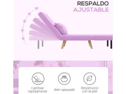 Sofá cama Brave Homcom respaldo ajustable 5 posiciones rosa 85x72x75 cm