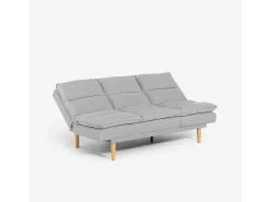 Sofá cama clic clac de 2 plazas de tela con respaldo reclinable Livra - Gris