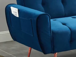 Sofá cama clic-clac de 3 plazas de terciopelo azul POLANI