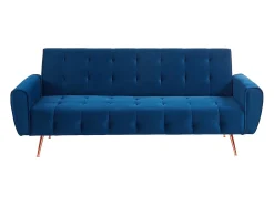 Sofá cama clic-clac de 3 plazas de terciopelo azul POLANI