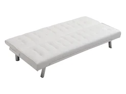 Sofá cama clic-clac de piel sintética blanco GUILLAUME