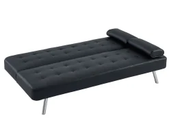 Sofá cama clic-clac de piel sintética negro MICHELLE