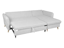 Sofá cama con chaise longue a la derecha y canapé gris claro - DRISS
