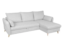 Sofá cama con chaise longue a la derecha y canapé gris claro - DRISS