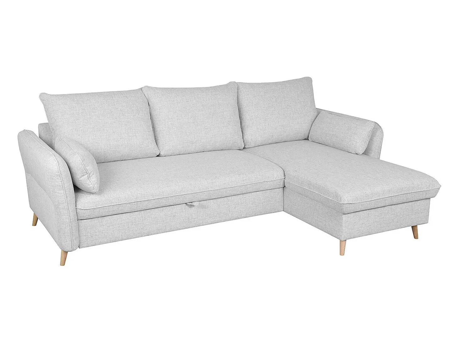 Sofá cama con chaise longue a la derecha y canapé gris claro - DRISS