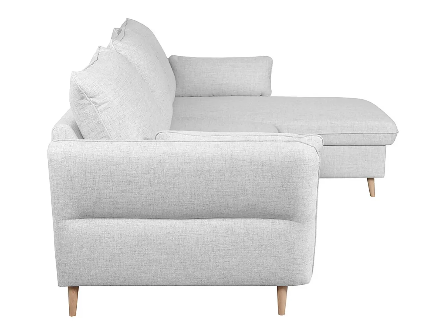 Sofá cama con chaise longue a la derecha y canapé gris claro - DRISS