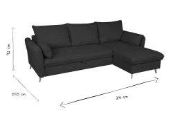 Sofá cama con chaise longue a la derecha y canapé gris claro - DRISS