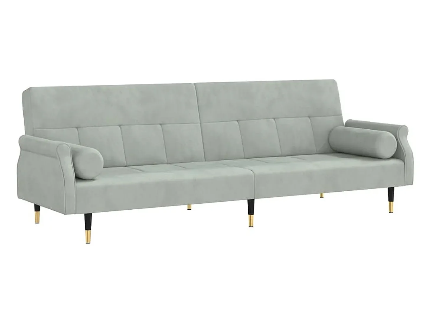 Sofá cama con cojines terciopelo gris claro