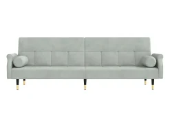 Sofá cama con cojines terciopelo gris claro