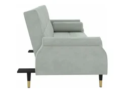 Sofá cama con cojines terciopelo gris claro