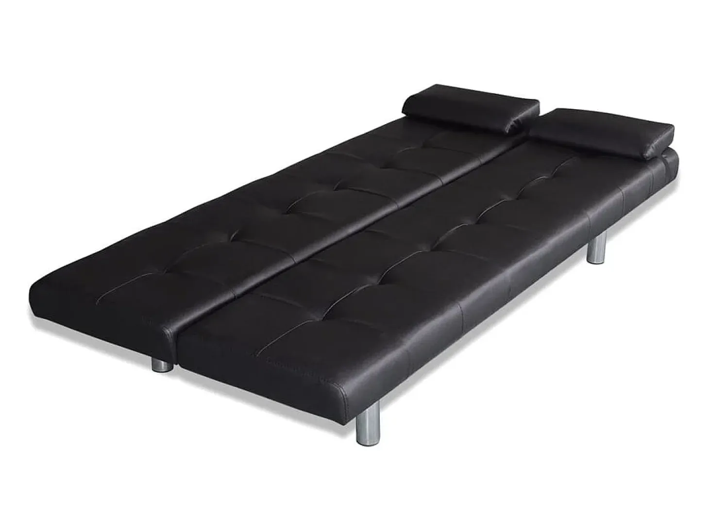 Sofá cama con dos cojines cuero artificial ajustable negro