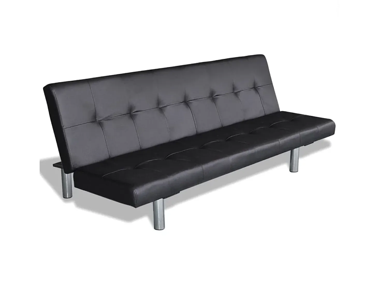 Sofá cama con dos cojines cuero artificial ajustable negro