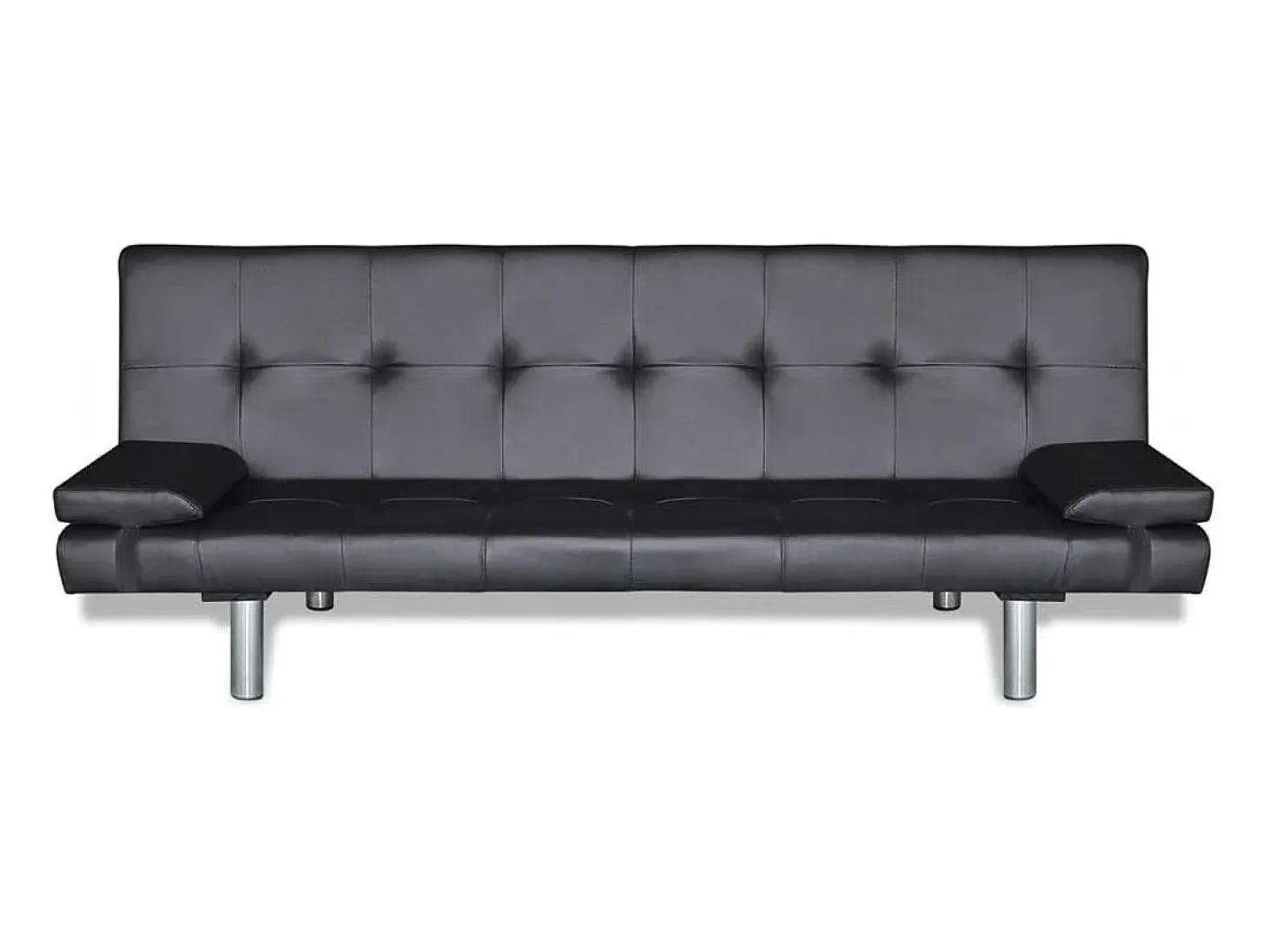 Sofá cama con dos cojines cuero artificial ajustable negro