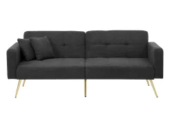 Sofá cama convertible de 2 plazas en tejido Sherpa - 175 x 64 x 72 cm - Patas de metal dorado - Gris
