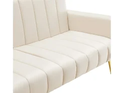 Sofá cama convertible de 3 plazas en tejido de terciopelo - Beige