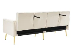 Sofá cama convertible de 3 plazas en tejido de terciopelo - Beige