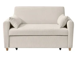 Sofá cama de 2 plazas cajón de pana beige AYLA