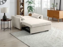 Sofá cama de 2 plazas cajón de pana beige AYLA