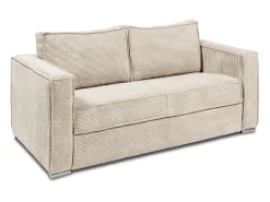 Sofá cama de 3 plazas con apertura italiana de pana beige LORETO