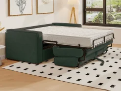 Sofá cama de 3 plazas con apertura italiana de pana beige LORETO