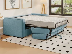 Sofá cama de 3 plazas con apertura italiana de pana beige LORETO