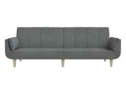 Sofá cama de 2 plazas con dos almohadas tela gris claro