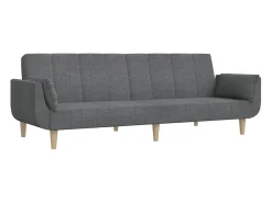Sofá cama de 2 plazas con dos almohadas tela gris claro