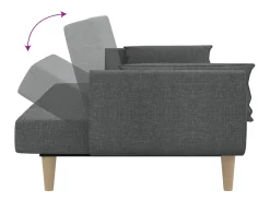 Sofá cama de 2 plazas con dos almohadas tela gris claro