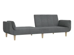 Sofá cama de 2 plazas con dos almohadas tela gris claro