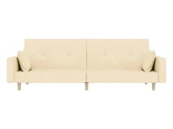 Sofá cama de 2 plazas con dos almohadas tela color crema