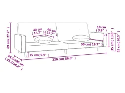 Sofá cama de 2 plazas con dos almohadas tela color crema