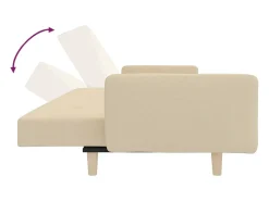 Sofá cama de 2 plazas con dos almohadas tela color crema
