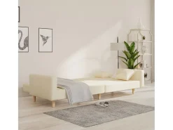 Sofá cama de 2 plazas con dos almohadas tela color crema