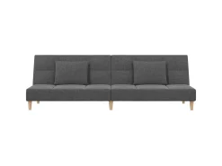 Sofá cama de 2 plazas con dos almohadas tela gris claro