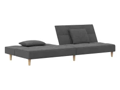 Sofá cama de 2 plazas con dos almohadas tela gris claro