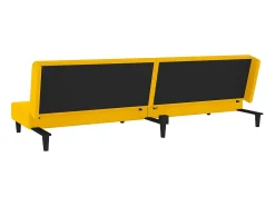 Sofá cama de 2 plazas con dos almohadas terciopelo amarillo