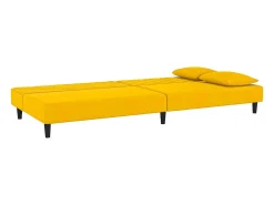 Sofá cama de 2 plazas con dos almohadas terciopelo amarillo