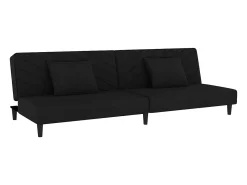 Sofá cama de 2 plazas con dos almohadas terciopelo negro