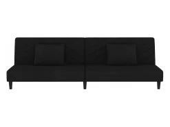 Sofá cama de 2 plazas con dos almohadas terciopelo negro