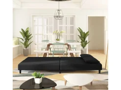 Sofá cama de 2 plazas con dos almohadas terciopelo negro