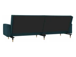 Sofá cama de 2 plazas con dos almohadas terciopelo azul