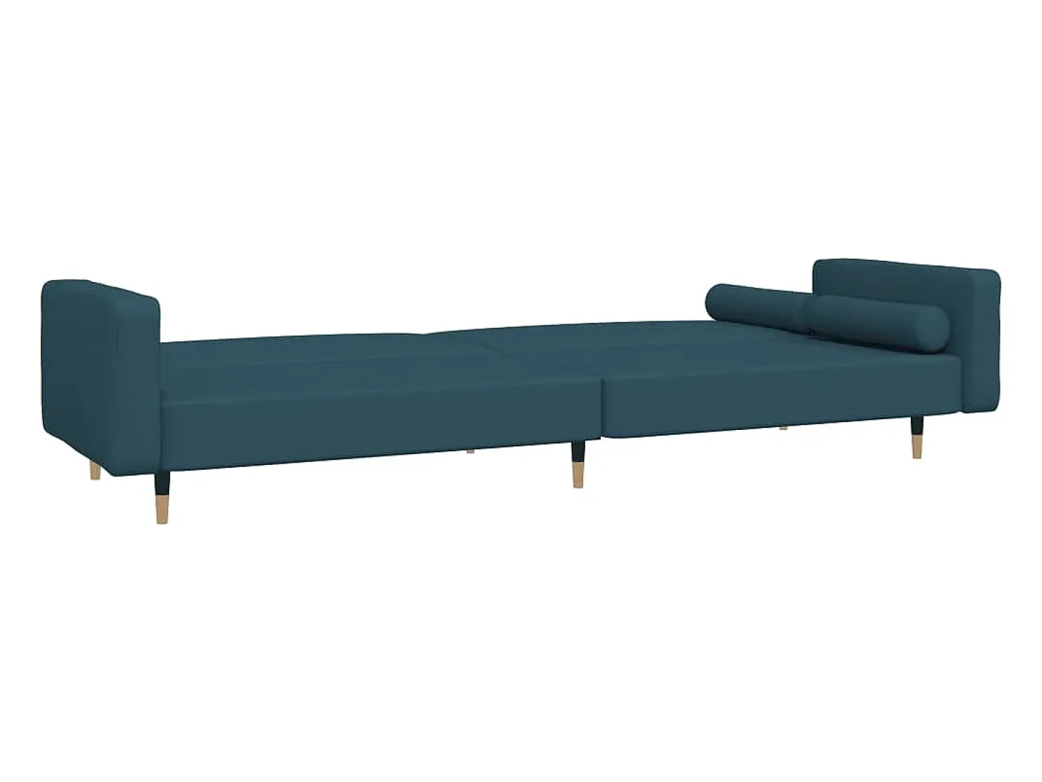 Sofá cama de 2 plazas con dos almohadas terciopelo azul
