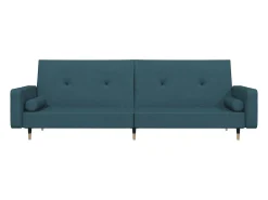 Sofá cama de 2 plazas con dos almohadas terciopelo azul
