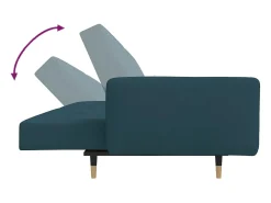 Sofá cama de 2 plazas con dos almohadas terciopelo azul