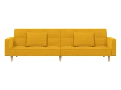 Sofá cama de 2 plazas con dos almohadas tela color amarillo