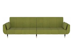 Sofá cama de 2 plazas con dos cojines terciopelo verde claro