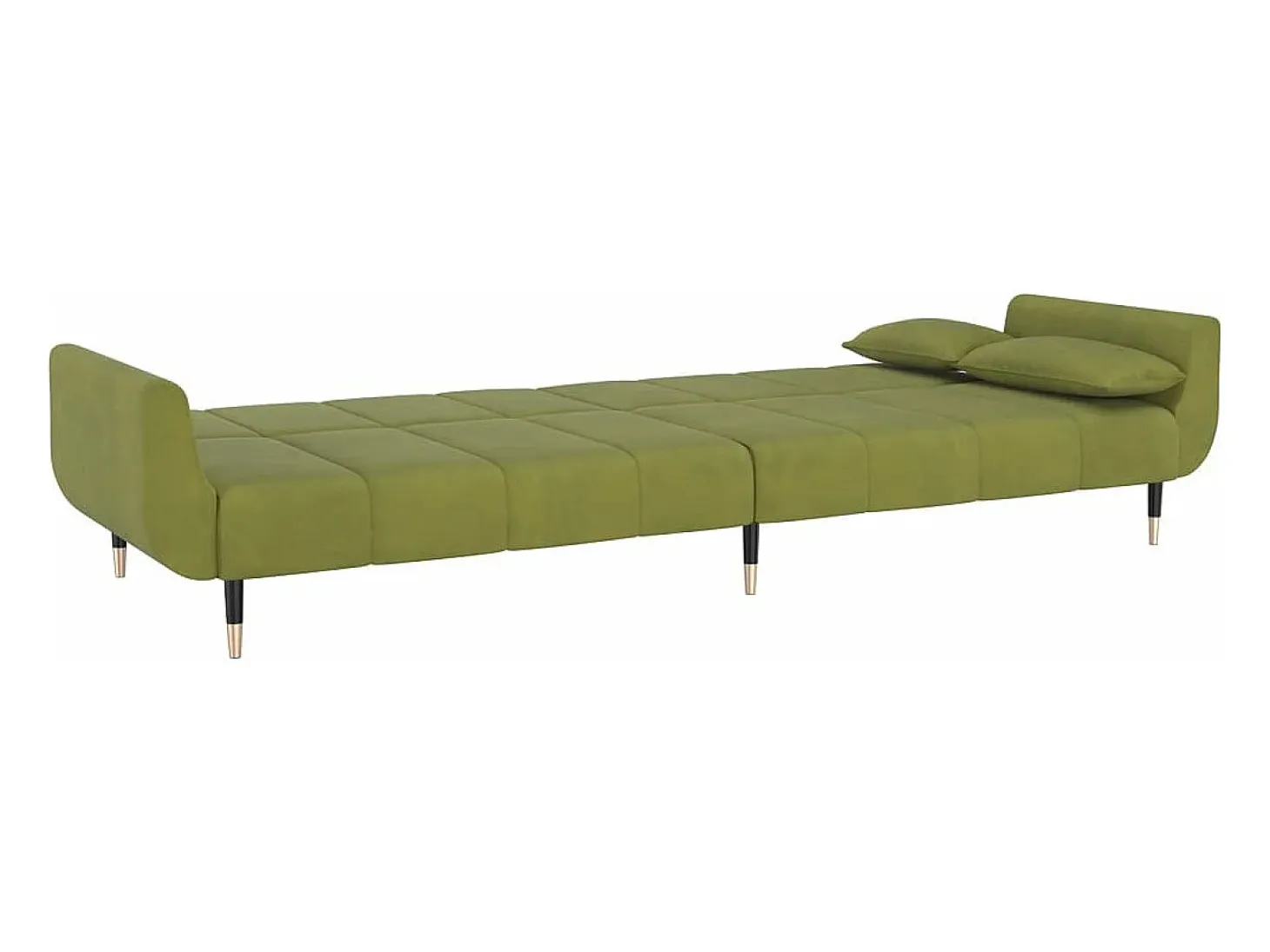 Sofá cama de 2 plazas con dos cojines terciopelo verde claro