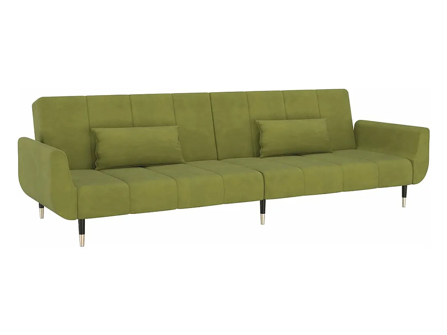 Sofá cama de 2 plazas con dos cojines terciopelo verde claro